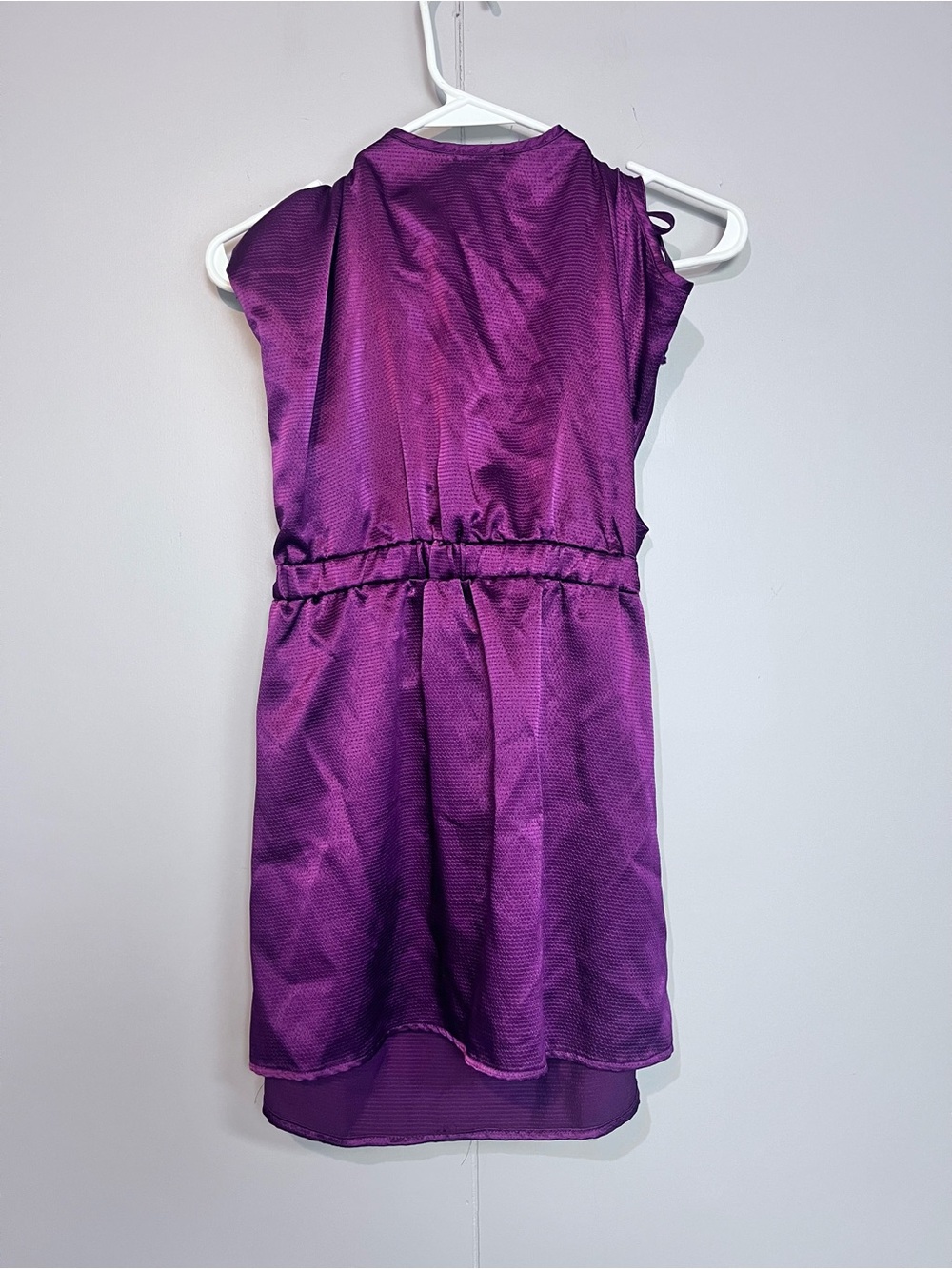 Lily White Deep Purple Plum Zip-Front Mini Dress with Side Tie Details